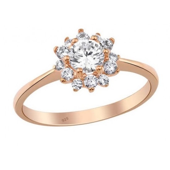 Gül Motif Gümüş Rose Yüzük GMS1937