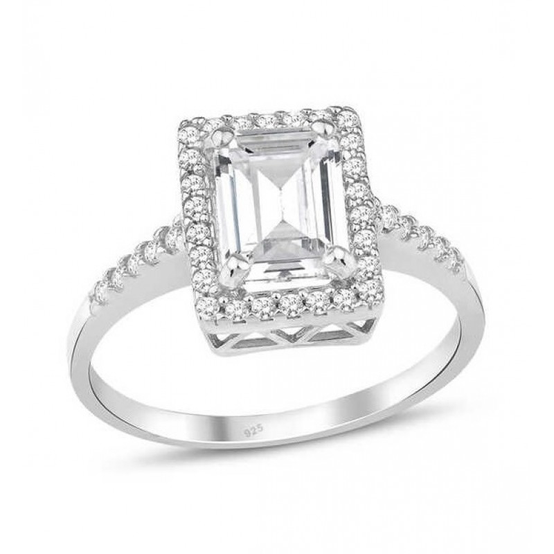 Baget Tektaş Yüzük Beyaz Gümüş GMS1939