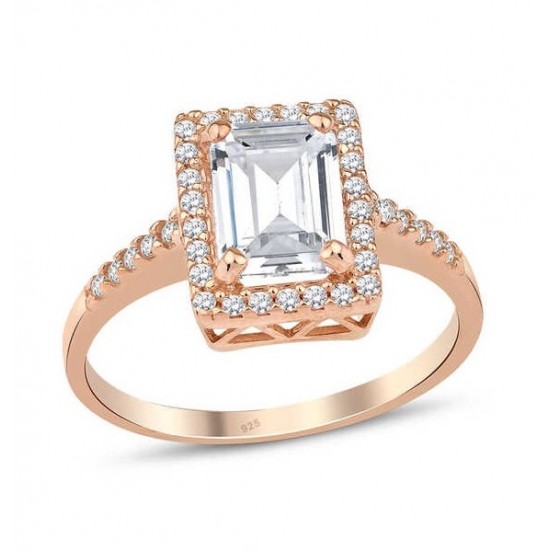 Baget Tektaş Yüzük Rose Gümüş GMS1940