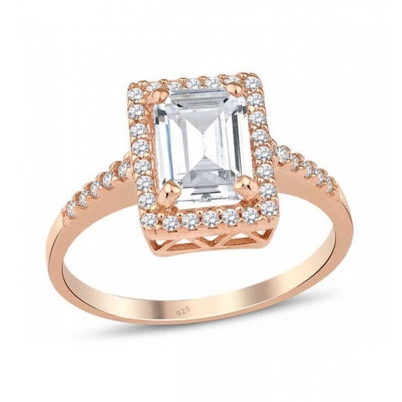 Baget Tektaş Yüzük Rose Gümüş GMS1940