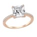 Zemin Taşlı Prenses Kesim Tek Taş Gümüş Rose Yüzük GMS1976