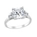 Trapez Zemin Prenses Kesim Tek Taş Gümüş Beyaz Yüzük GMS1978