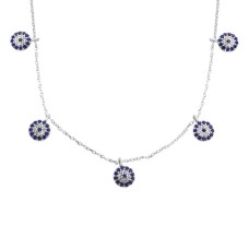 Nazar Boncuklu Şans Gümüş Kolye  GMS903