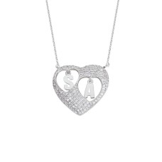 Sen ve Ben Kalpli Harfli Gümüş Kolye  GMS883