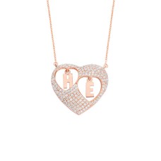 Sen ve Ben Kalpli Harfli Gümüş Kolye  GMS885