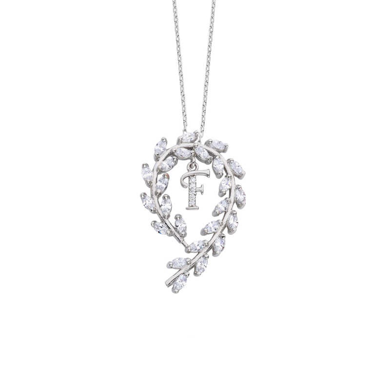 Çiçek Tacı Harfli Gümüş Kolye GMS887 Çiçek Tacı Harfli Gümüş Kolye GMS887