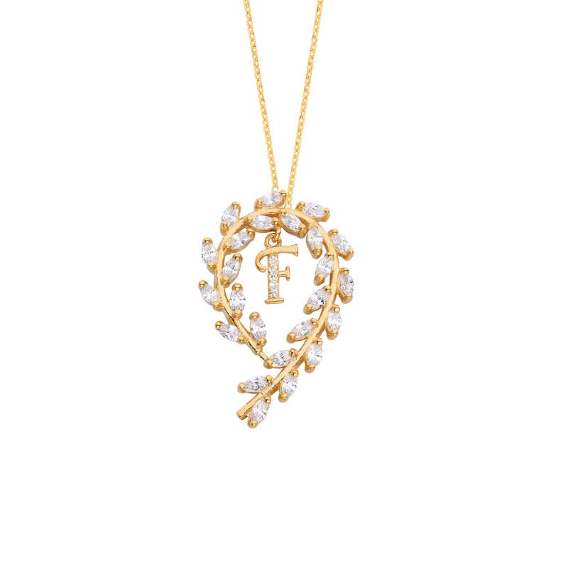 Çiçek Tacı Harfli Gümüş Kolye GMS889 Çiçek Tacı Harfli Gümüş Kolye GMS889