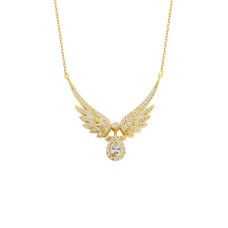 Melek Kanadı Damla Taşlı Gümüş Kolye  GMS925