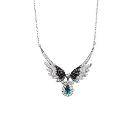 Melek Kanadı Damla Taşlı Gümüş Kolye  GMS926