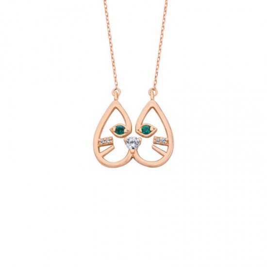 Sevimli Kedi Gümüş Kolye  GMS930