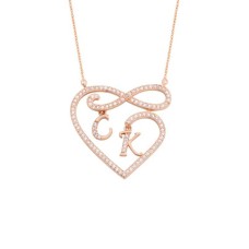 Harfli Kalpli Sonsuzluk Gümüş Kolye GMS891