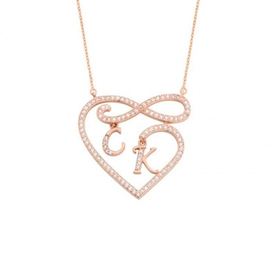 Harfli Kalpli Sonsuzluk Gümüş Kolye GMS891