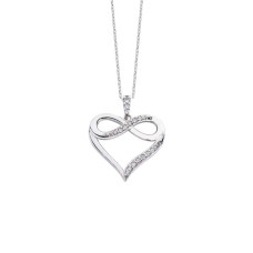 Sonsuzluk Motifli Zirkon Taşlı Kalpli Gümüş Kolye  GMS931