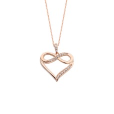 Sonsuzluk Motifli Zirkon Taşlı Kalpli Gümüş Kolye  GMS932