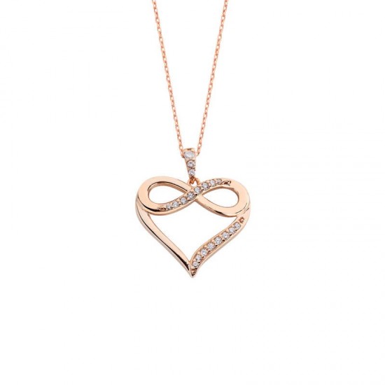 Sonsuzluk Motifli Zirkon Taşlı Kalpli Gümüş Kolye GMS932 Sonsuzluk Motifli Zirkon Taşlı Kalpli Gümüş Kolye GMS932