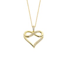 Sonsuzluk Motifli Zirkon Taşlı Kalpli Gümüş Kolye  GMS933