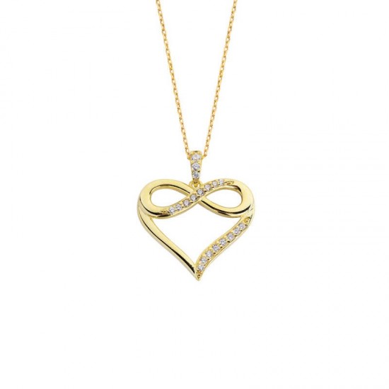 Sonsuzluk Motifli Zirkon Taşlı Kalpli Gümüş Kolye GMS933 Sonsuzluk Motifli Zirkon Taşlı Kalpli Gümüş Kolye GMS933