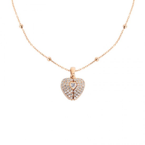 Kalp Motifli Harfli Gümüş Kolye GMS896