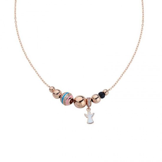 Melek Figürlü Mineli Gümüş Kolye  GMS942