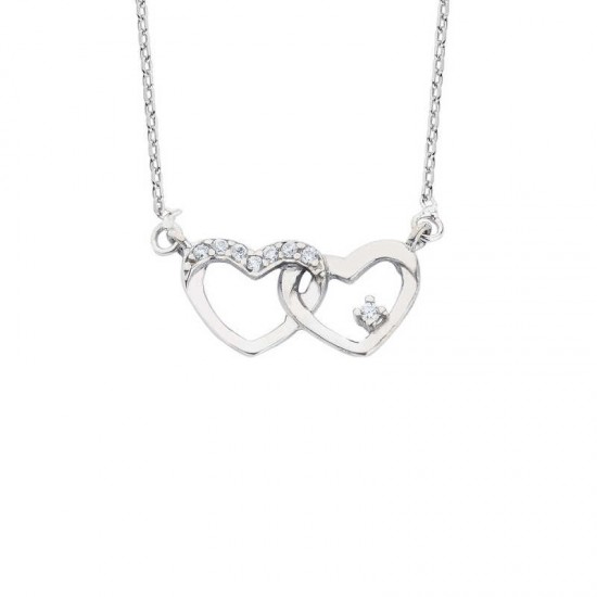 Bağlı Kalpler Gümüş Kolye GMS946