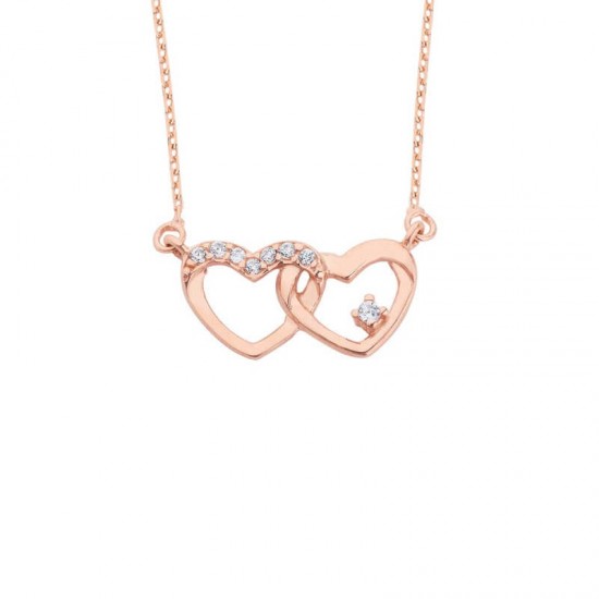 Bağlı Kalpler Gümüş Kolye GMS947