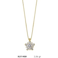 14 Ayar Altın Taşlı Çiçek Kolye KLY1400