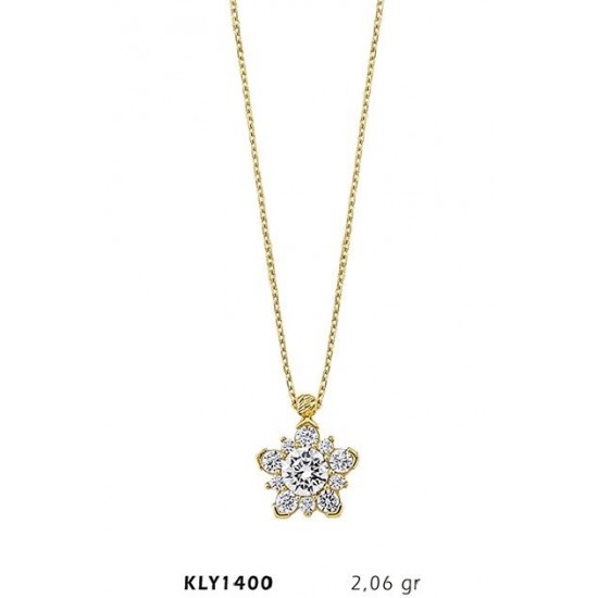 14 Ayar Altın Taşlı Çiçek Kolye KLY1400