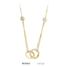 14 Ayar Altın İkili Halka Kolye KLY262