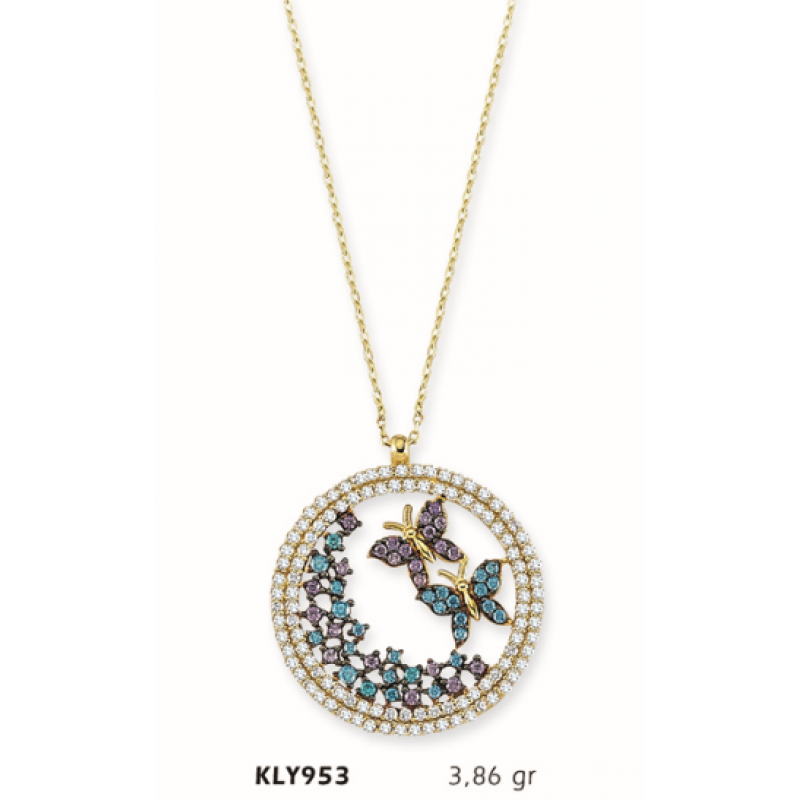 14 Ayar Altın Kelebek Kolye KLY953