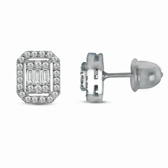 0.57 Karat F Renk Pırlanta Baget Küpe KPB12