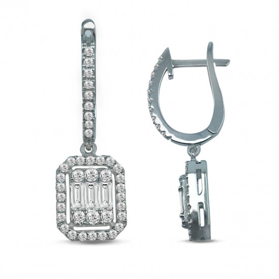 1.06 Karat F Renk Pırlanta Baget Küpe KPB13