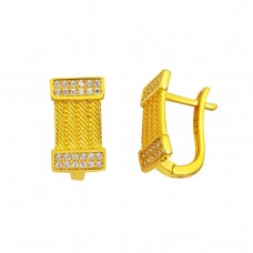 Taşlı 14 Ayar Trabzon Hasır Küpe KP037