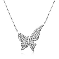 Gümüş Kelebek Bayan Kolye