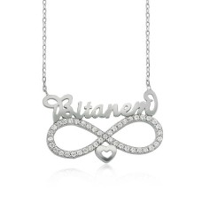 Gümüş Bitanem Yazılı Sonsuzluk Bayan Kolye