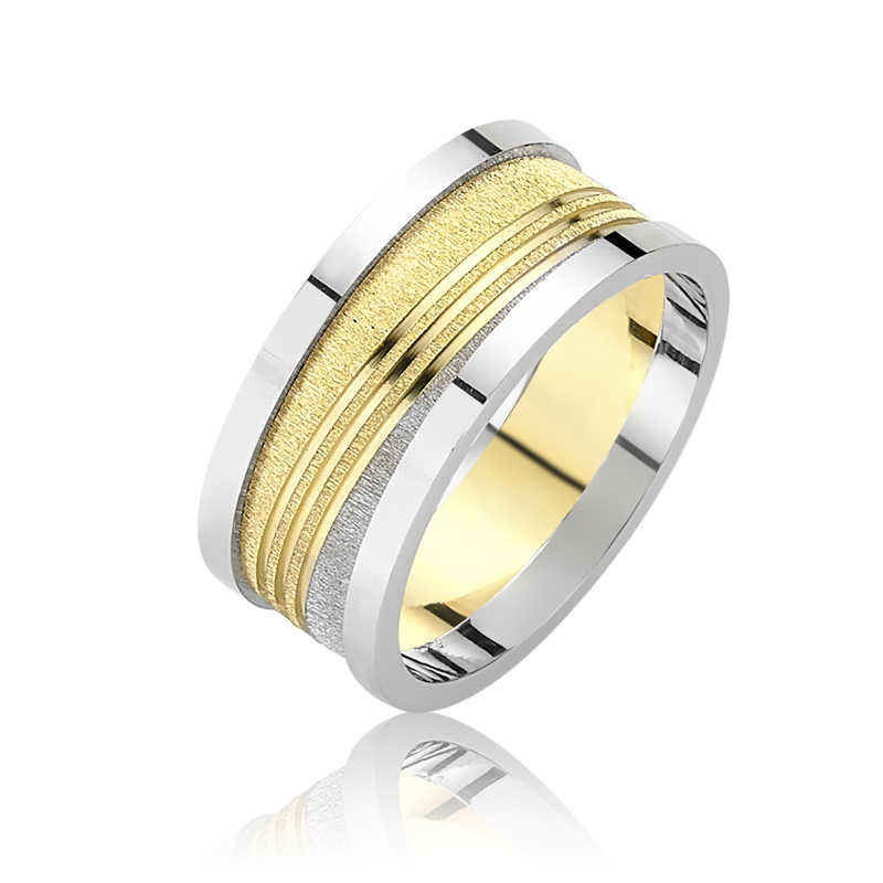 Gümüş Taşsız Çizgili Çift Erkek Alyans Gümüş Taşsız Çizgili Çift Erkek Alyans