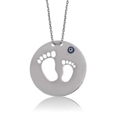 Gümüş Anne Bebek Ayak İzi Bayan Kolye