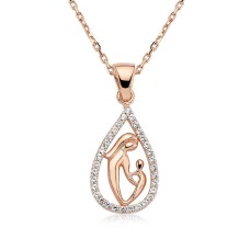 Gümüş Damla Anne Çocuk Kolyesi