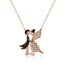 Gümüş Aşık Kelebekler Bayan Kolye