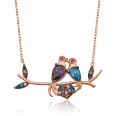 Gümüş Aşık Kumru Kuşlar Kolye