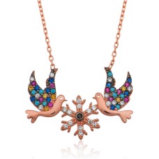 Gümüş Aşk Kuşları Bayan Kolye