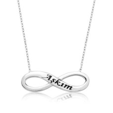 Gümüş Aşkım Yazılı Sonsuzluk Bayan Kolye