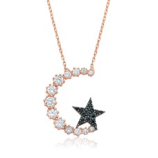 Gümüş Ay Yıldız Bayan Kolye