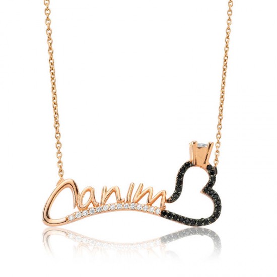 Gümüş Canım Yazılı Tek Taş Kalp Bayan Kolye Gümüş Canım Yazılı Tek Taş Kalp Bayan Kolye