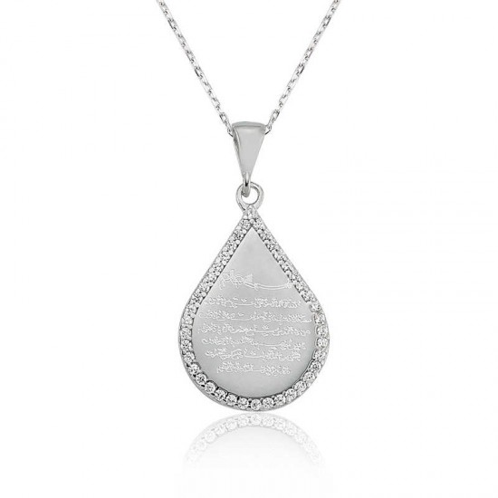 Gümüş Damla Ayetel Kürsi Bayan Kolye Gümüş Damla Ayetel Kürsi Bayan Kolye