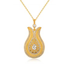 Gümüş Damla Taşlı Lale Bayan Kolye