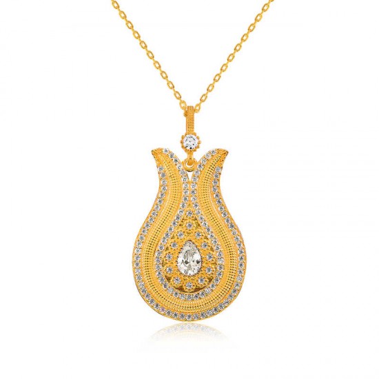 Gümüş Damla Taşlı Lale Bayan Kolye Gümüş Damla Taşlı Lale Bayan Kolye