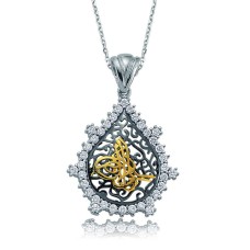 Gümüş Taşlı Tuğra Bayan Kolye