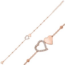 Gümüş Dorissa İki Kalp Bayan Bileklik