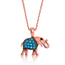 Gümüş Mavi Fil Bayan Kolye