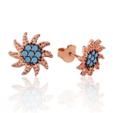 Gümüş Güneş Çivili Küpe